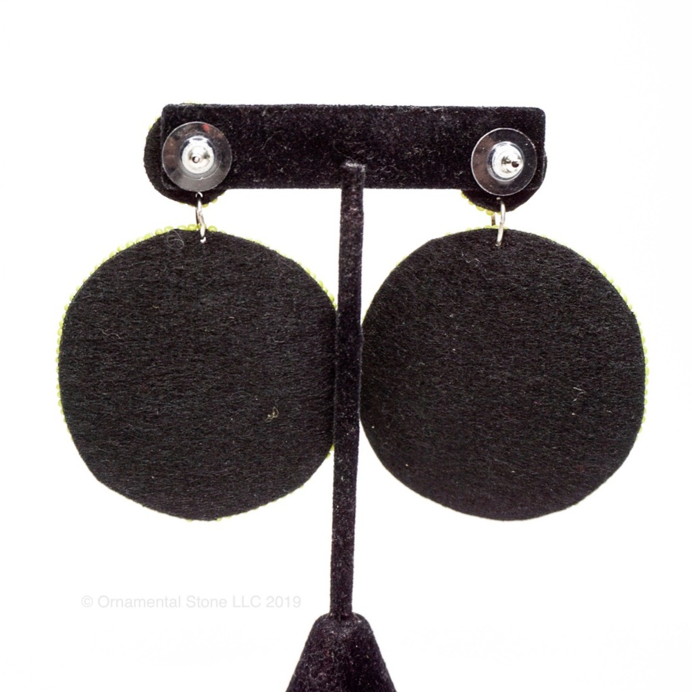 Lime Slice Beaded fruit Statement Earrings Green - Picture 3 of 5